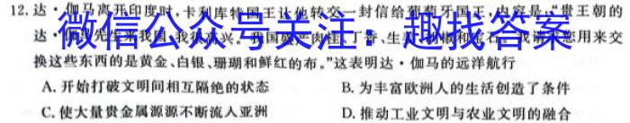 陕西省2023年九年级教学质量检测（正方形套黑色菱形）历史