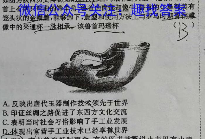 2023届重庆市南开中学校高三第九次质量检测（三诊）历史