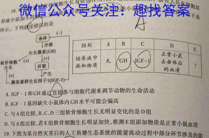 2023年先知冲刺猜想卷 老高考(二)生物试卷答案