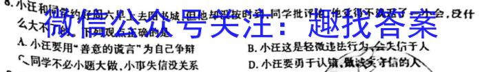 2023届陕西省九年级教学质量检测(正方形包黑色菱形)s地理