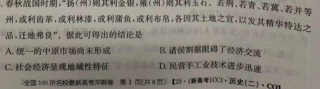 学科网2023年高考考前最后一卷(新教材)历史
