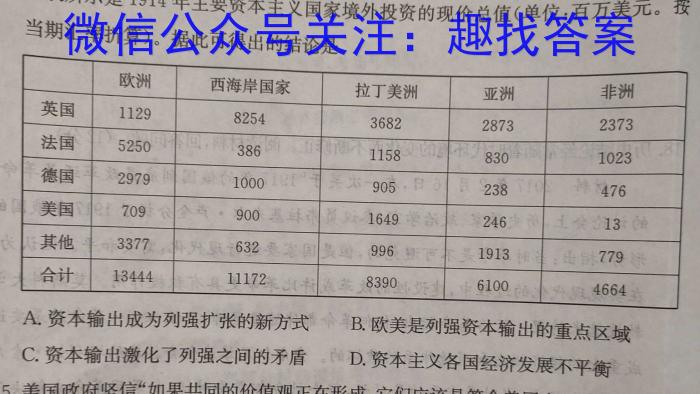 2023年普通高等学校招生统一考试青桐鸣高三5月大联考（老教材）历史