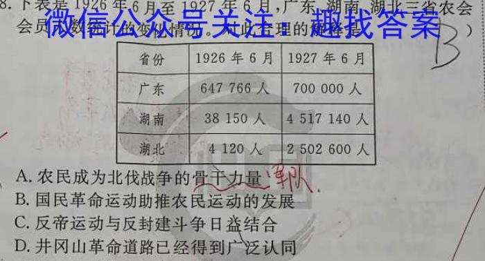 2023年湖南新高考教学教研联盟高二5月联考历史