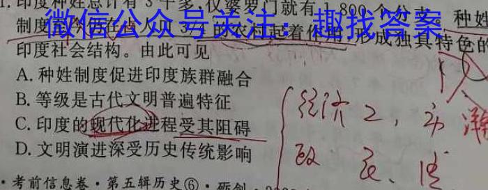 安徽省颍上县2023届九年级教学质量检测（5月）历史
