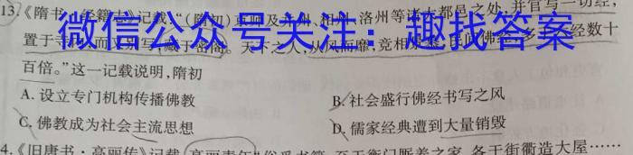 2023年陕西大联考高三年级5月联考（578C-乙卷）历史