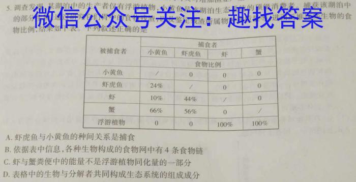 江西省重点中学协作体2023届高三第二次联考生物