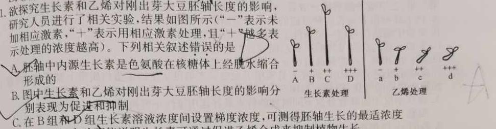 鄂东南省级示范高中教育教学改革联盟学校2023年五月高三模拟考生物