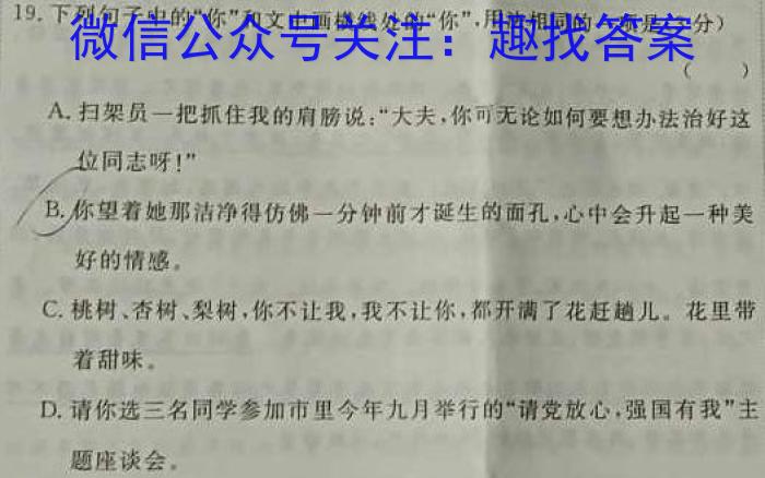 [高考仿真模拟]2023届九师联盟高三年级5月质量检测（XG）语文