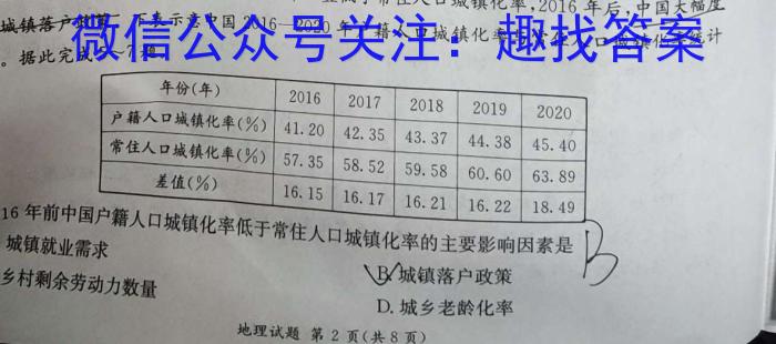 T2·2023年陕西省初中学业水平考试模拟试卷地理.