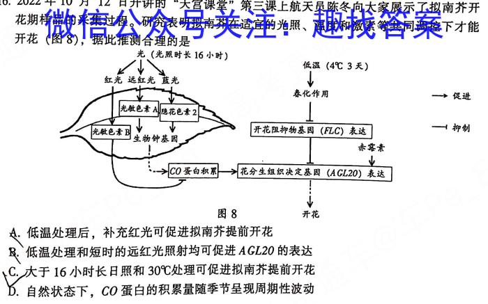 文博志鸿 2023年河北省初中毕业生升学文化课模拟考试(密卷二)生物试卷答案