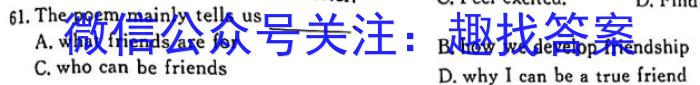 安师联盟2023年中考摸底考试（5月）英语