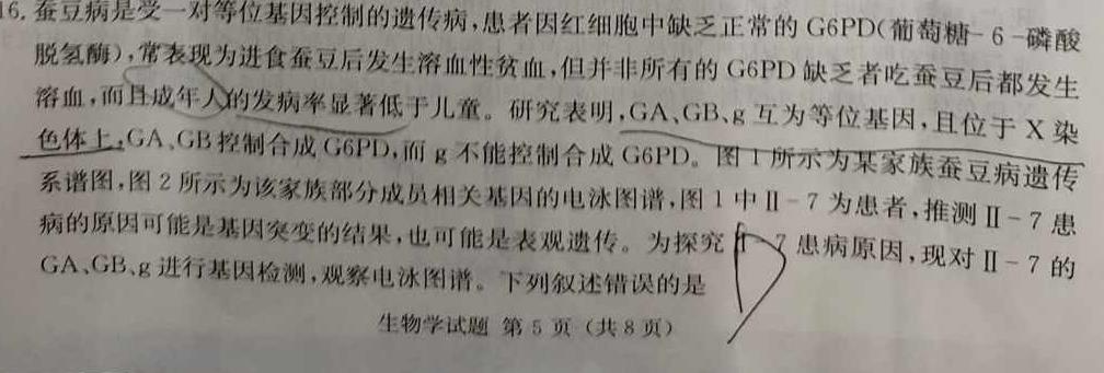 2023年高三5月大联考（全国乙卷）生物