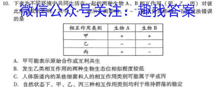 合肥名卷·安徽省2023年中考大联考二2生物