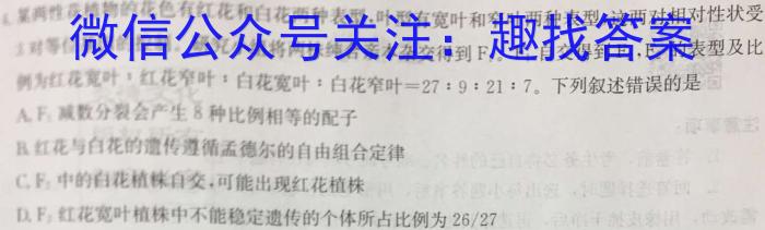 神州智达 2022-2023高三省级联测考试 预测卷Ⅱ(七)7生物