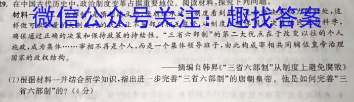 师大名师金卷2023年陕西省初中学业水平考试（七）历史