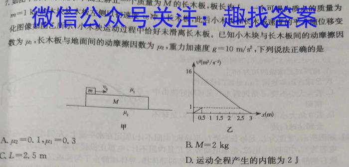 ［考前押题］2023年九师联盟高三年级高考考前押题（X）物理`