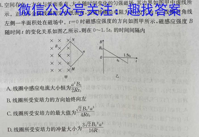 山东省滨州市2023年高三第二次模拟考试q物理