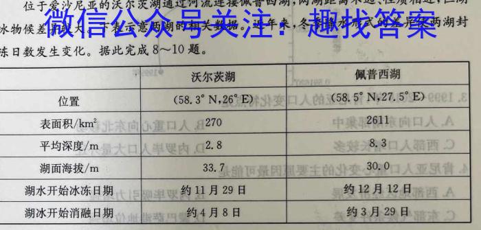 江西省2023年初中学业水平考试（八）s地理