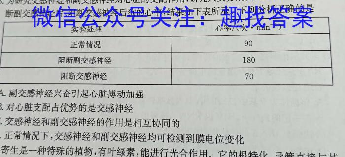 超级全能生2023届高考全国卷地区高三年级5月联考(3425C)生物