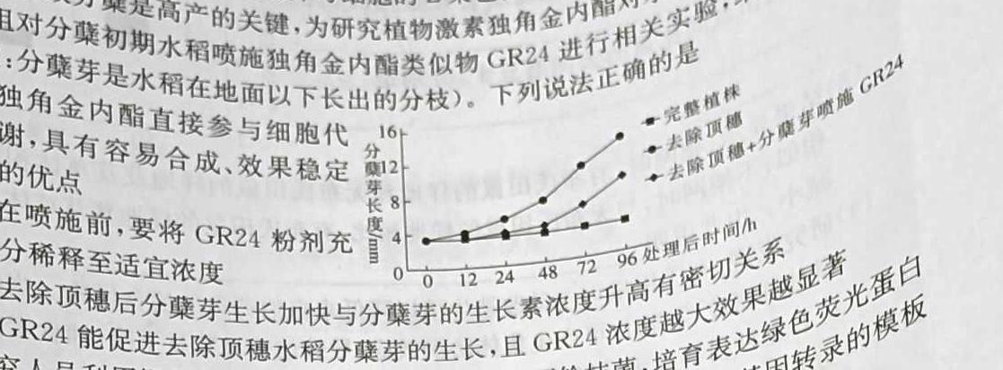炎德英才大联考 长郡中学2023届模拟试卷(二)生物