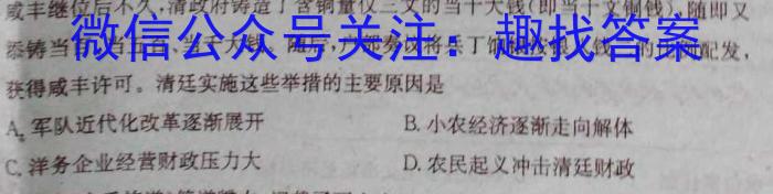 安徽省2023年同步达标月考卷·八年级上学期第一次月考历史
