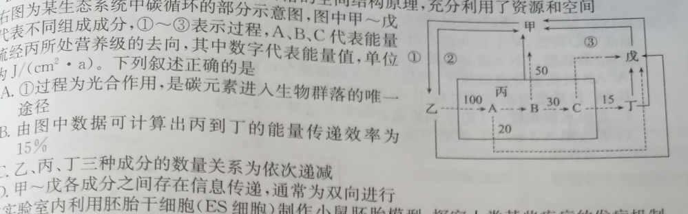 酒泉市普通高中2022-2023学年度高二年级第二学期期末考试生物