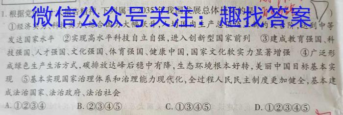 师大名师金卷2023年陕西省初中学业水平考试（八）政治1