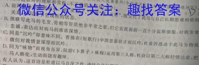 衢州市2023年6月高二年级教学质量检测试卷语文