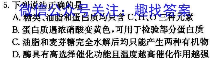 陕西省2023年九年级教学质量检测A（黑色◇）化学