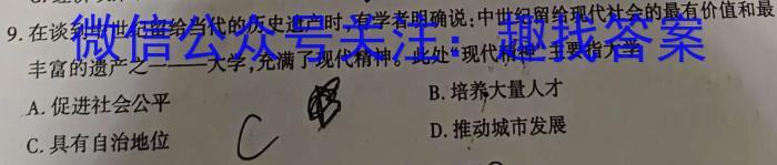 九师联盟2022~2023学年高二摸底联考巩固卷（LG）历史