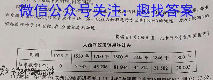 江西省2024届八年级《学业测评》分段训练（八）历史