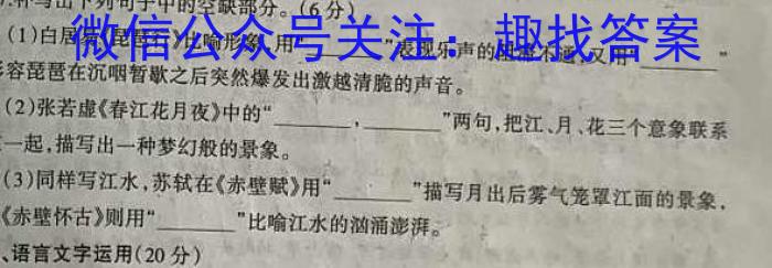 陕西省2023年九年级教学质量检测B（圆圈横线）语文