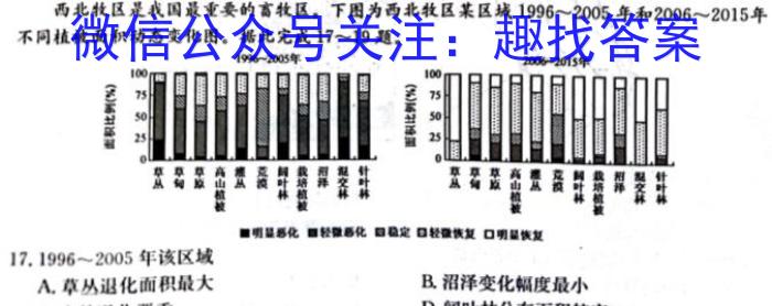 江西省2023年初中学业水平考试适应性试卷（四）地理.