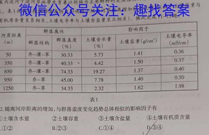 浙江省新阵地教育联盟2024届高二年级下学期第一次联考地.理