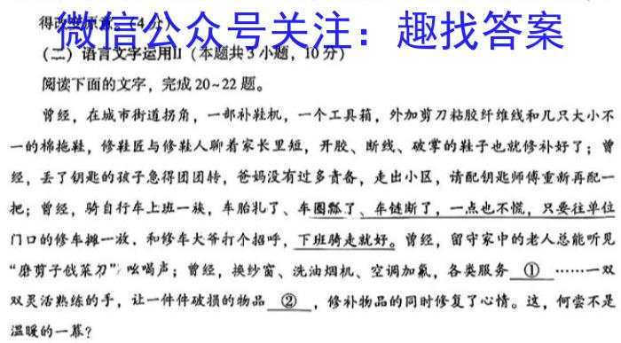 江西省2023年初中学业水平考试冲刺练习(二)语文