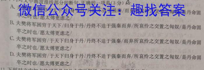 新高中创新联盟T0P二十名校高二摸底调研考试(232585D)语文