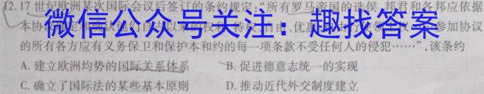 2023年陕西大联考高三年级5月联考（▶◀）历史试卷