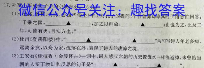 江西省2023年初中学业水平考试适应性试卷（五）语文