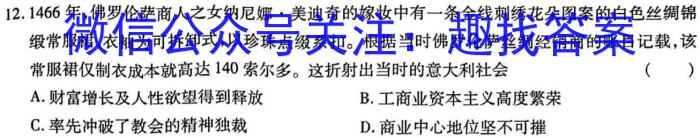 2024届普通高等学校招生统一考试青桐鸣高二5月大联考历史