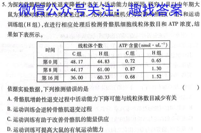 2023届全国百万联考高二6月联考(006B)生物