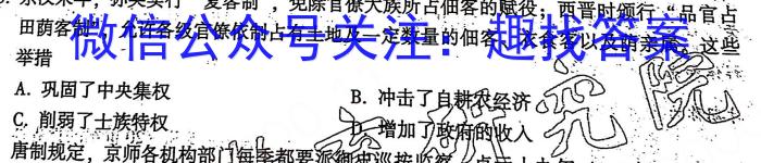 安徽省2024届八年级下学期教学评价三历史