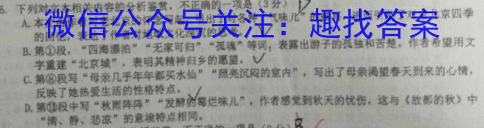 1号卷·2023年A10联盟高一年级(2022级)下学期6月学情调研考试语文