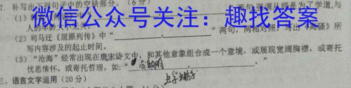 新疆省兵团地州学校2022~2023学年高一第二学期期末联考(23-518A)语文