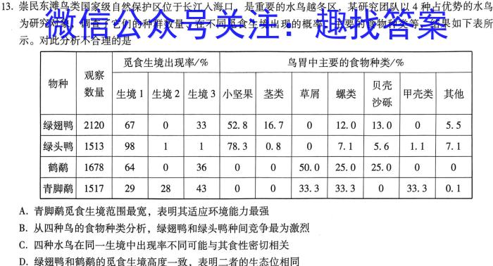 江西省萍乡市2023年高二年级下学期期末考试生物试卷答案