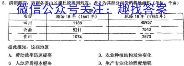 2022-2023学年江西省高一试卷5月联考(23-466A)历史