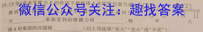 安徽省2022-2023学年度八年级第二学期期末教学质量监测A.物理