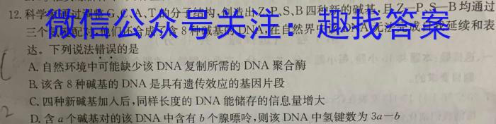 陕西省2024-2025学年高中毕业班阶段性测试（一）数学