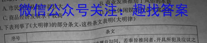 陕西省2023年九年级教学质量检测A（黑色◇）历史