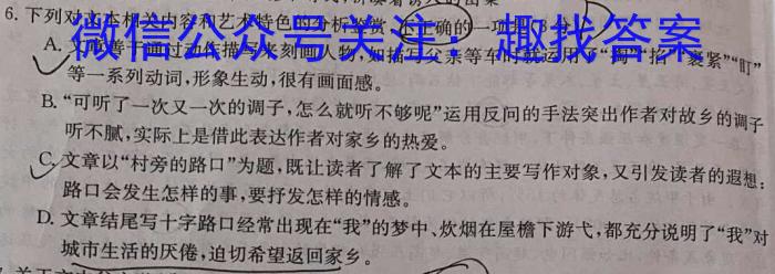 2023届陕西省九年级教学质量检测(✰)语文