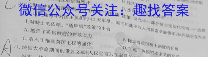 ［卓育云］2022-2023中考学科素养自主测评卷（八）历史